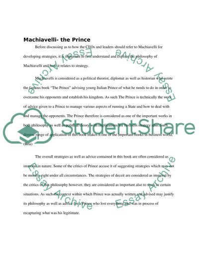 Should CEOs Turn to Machiavelli for Business Strategies