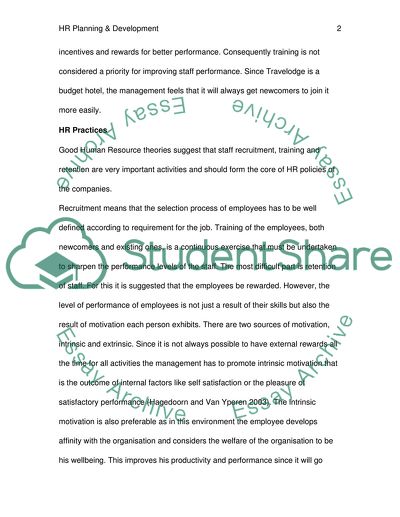 HR Planning and Development Problems at Travelodge Hotels