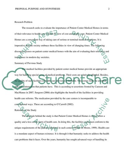 Proposal purpose and hypothesis