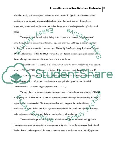 Breast Reconstruction Statistical Evaluation