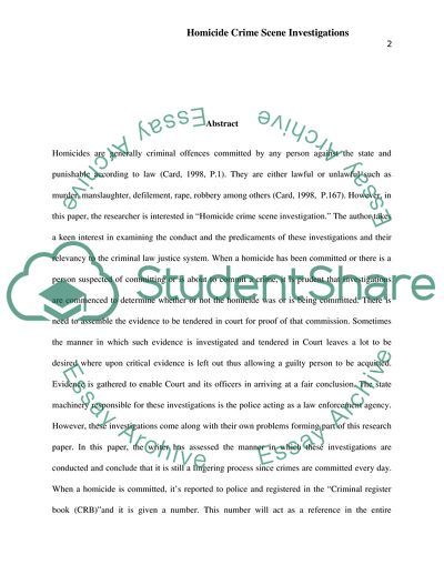 Homicide Crime Scene Investigations