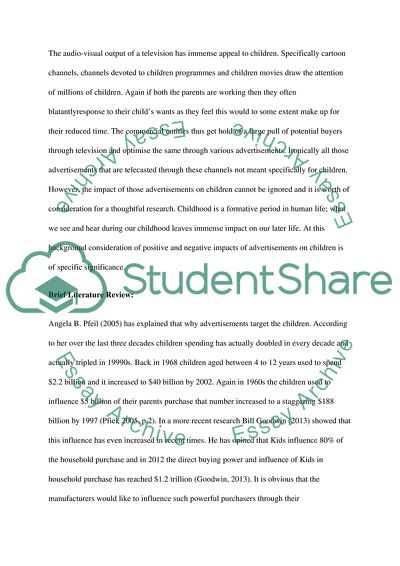 Positive and Negative Impact of Television Advertisement on Children