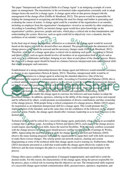 Interpersonal and Technical Skills of a Change Agent