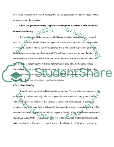 Classical Conditioning versus Operant Conditioning