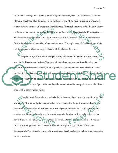 Influence of Odyssey, Oedipus the King, and Metamorphoses on Modern Literature