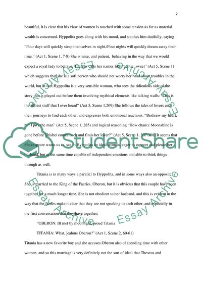 Shakespeare women in A Midsummer Nights Dream