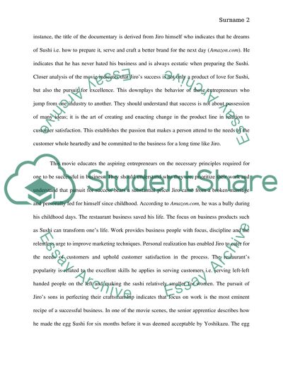 Analysis of Jiro Dreams of Sushi