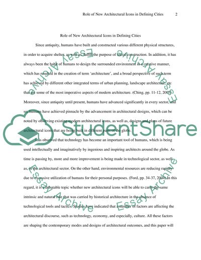 Role of New Architectural Icons in Defining Cities