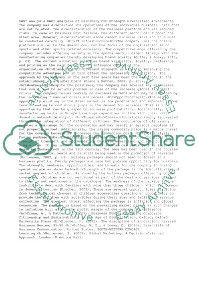 SWOT Analysis of Sainsbury PLC