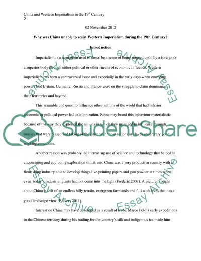 Why was China Unable to Resist Western Imperialism during the 19th Century