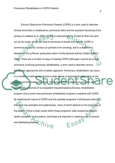 Pulmonary Rehabilitation in COPD Patients