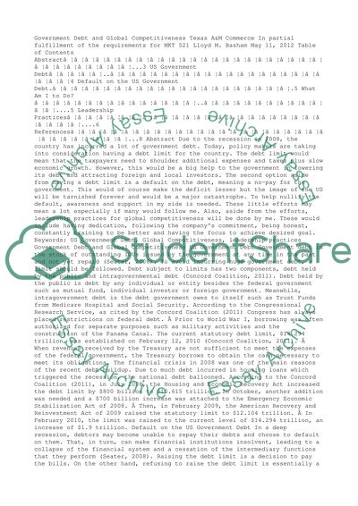 Government Debt and Global Competitiveness