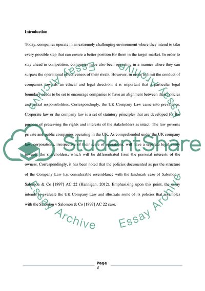 Salomon v Salomon and the UK Company Law