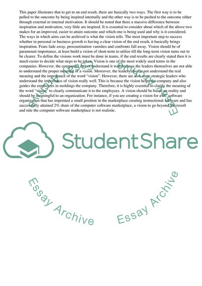 The Vision of the Organization and Motivation