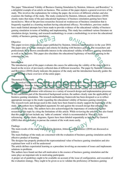 Educational Validity of Business Gaming Simulation