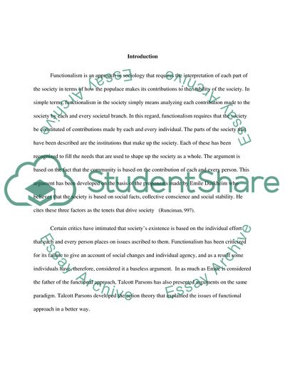 The Feature of Sociology Functionalism