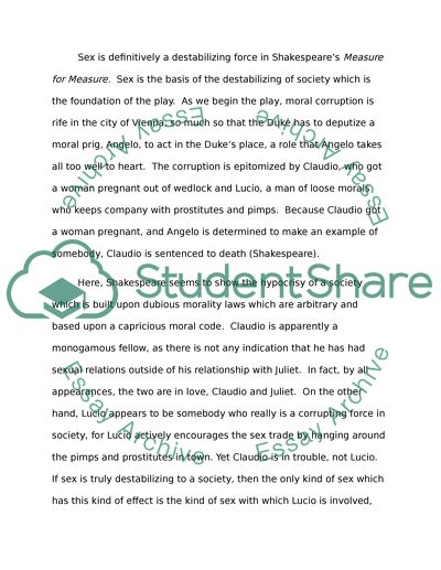 Sexuality in the Elizabethan plays: Measure for Measure and The Duchess of Malfi