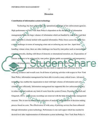 Management of Information within a Law Enforcement Agency using Technology