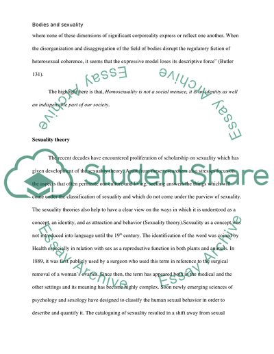 Theories of Bodies, Sexualities and Identities