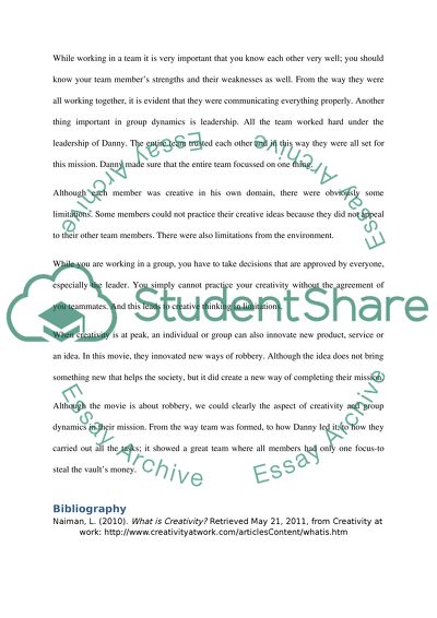 Job Satisfaction Essay Creativity And Group Dynamic New Product Development Essay also College Essay Personal Statement Examples Creativity And Group Dynamic Assignment Example Topics And Well The Last Lecture Essay