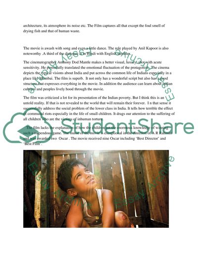 Evaluation of Slum Dog Millionaire Film