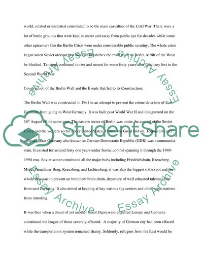 Construction of the Berlin Wall and the Events that Led to Its Construction