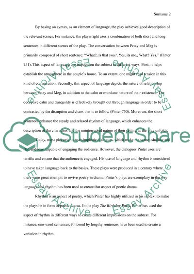 Language and Rhythm in the Birthday Party and Betrayal