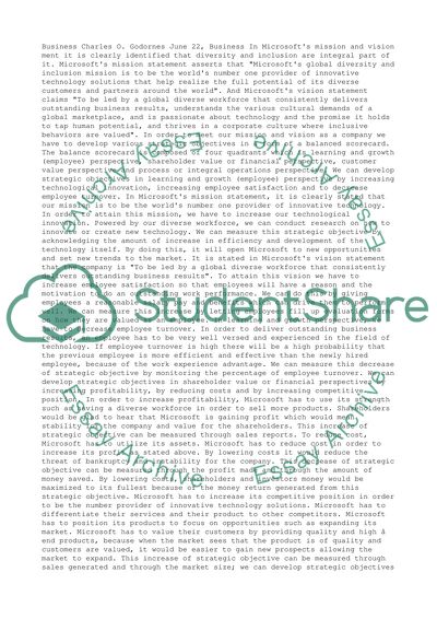 Developing Strategic Objectives for Microsoft