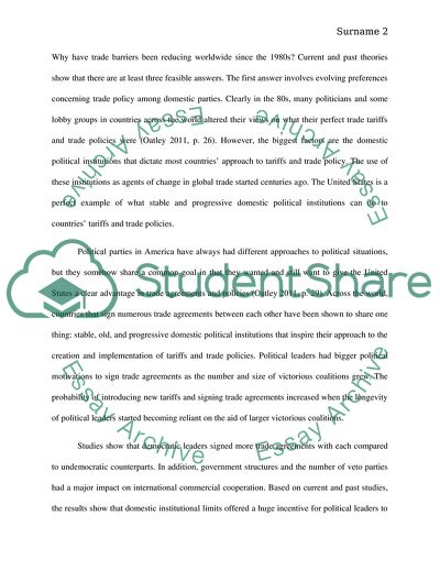 Importance of Domestic Political Institutions in Shaping the Outcomes of Tariffs and Trade Policies
