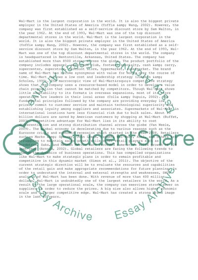 Measurement of Success of Wal-Mart