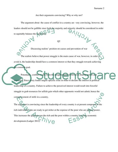 The liberal idealists position on the causes and prevention of war