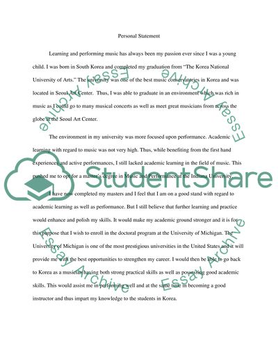 Personal statement for admission