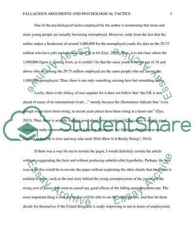 Fallacious Arguments and Psychological Tactics