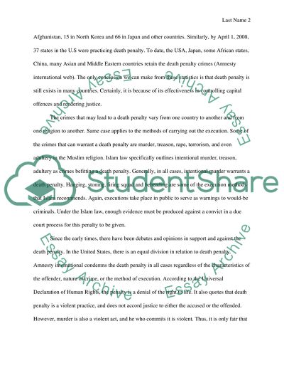 Death Penalty and Islam Religion