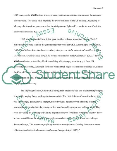 Why was World War One a necessary war for the United States