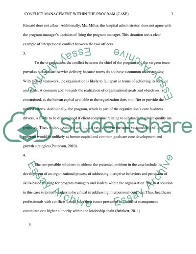 Conflice Management within the Program (CASE)