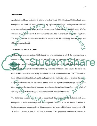 A Collateralized Loan Obligation as a Form of Collateralised Debt Obligation