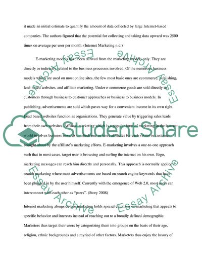 Marketing of Products and Service on the Internet