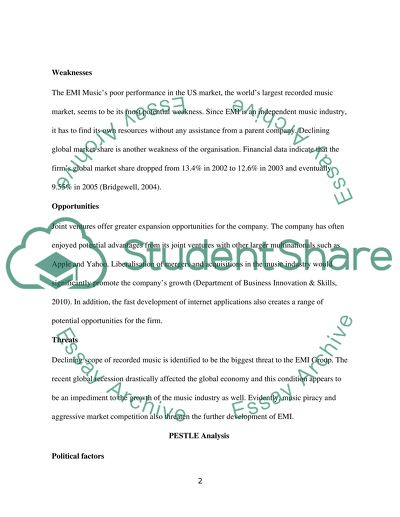 Strategic Management: EMI