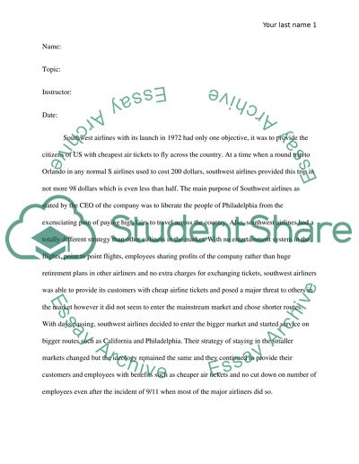 Southwest Airlines Strategies