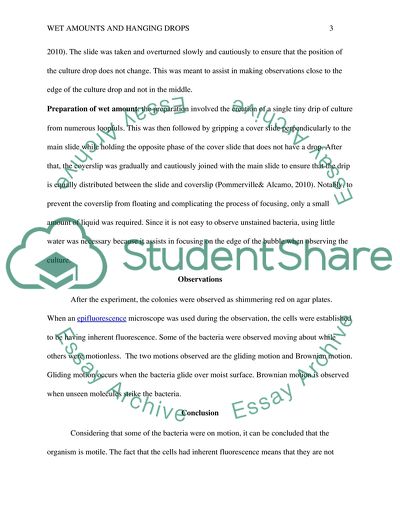 Wet amounts and Hanging Drops