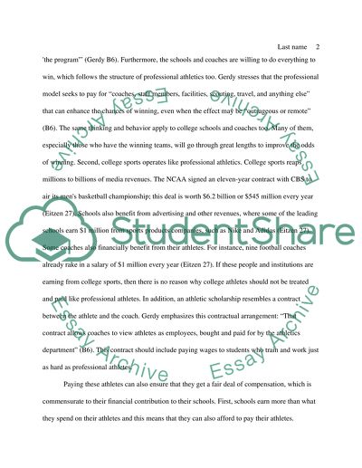 Fairness and Economic Benefits: Why College Athlets should get paid