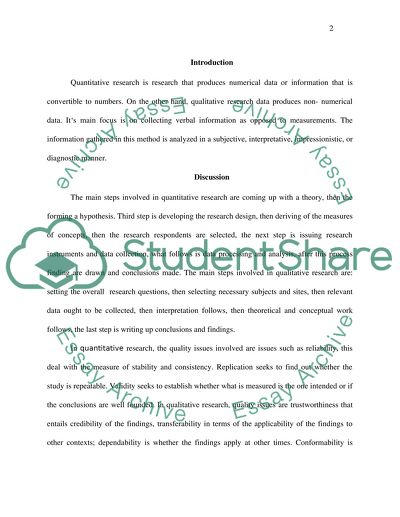 Quantitative vs. Qualitative research