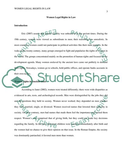 Women legal rights in Law