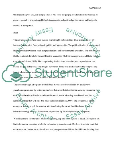 Comparing Carbon Cap and Trade System and Straight Carbon Tax