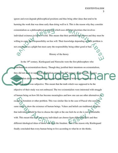 General Knowledge and Overview of the Theory of Existentialism