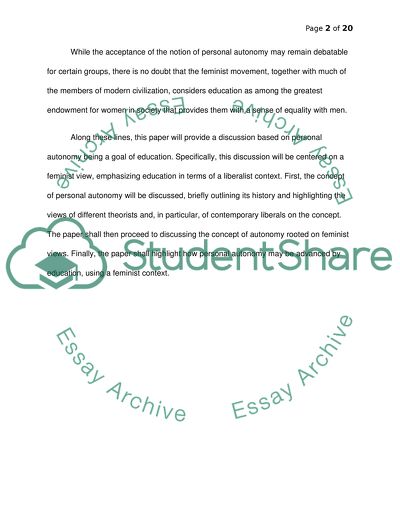 Achieving Personal Autonomy through Education