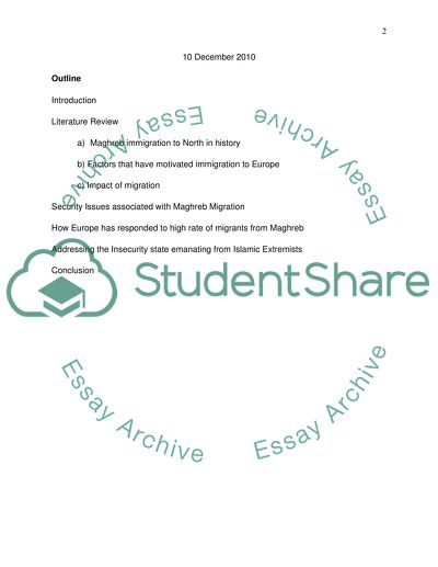 Security issues pertaining the Immigration from North Africa to EU countries