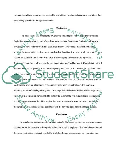 Scramble for and Acquisition of African Colonies