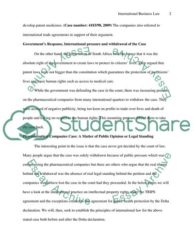 Pharmaceutical Company Law Suit against the Government of South Africa